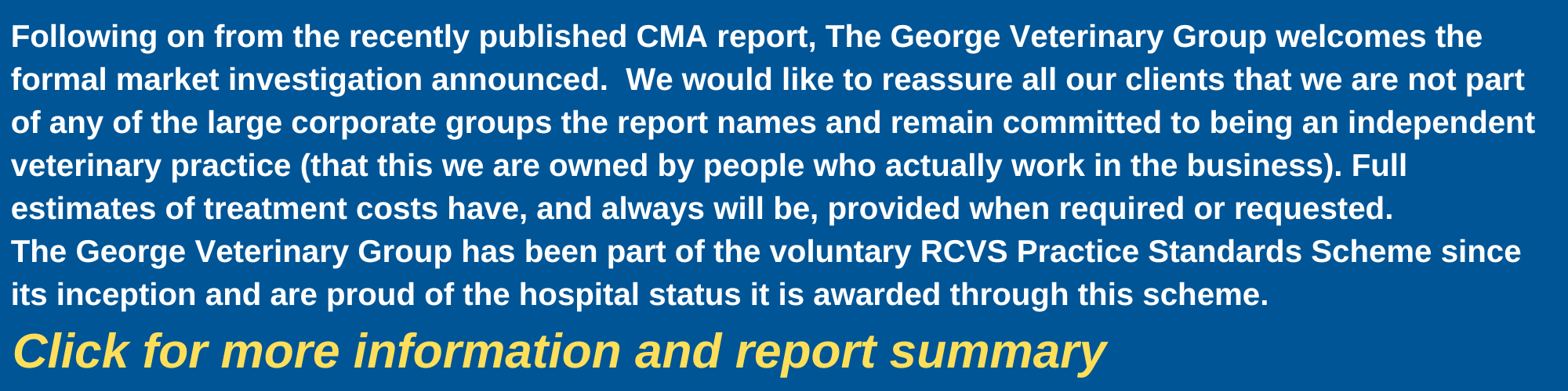 CMA report into veterinary practices