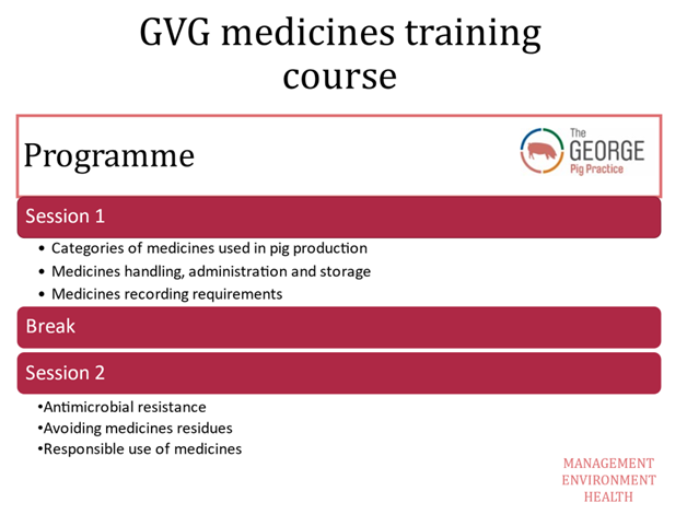 Red Tractor approved GVG medicines training course