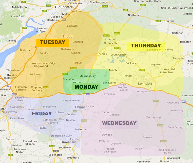 George Equine Vets map of client area zones